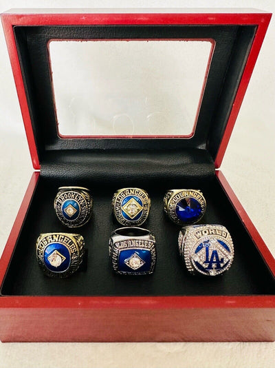 6 LA Dodgers World Series Championship Ring Set W Box,  SHIP 1955-2020 - EB Sports Champion's Cache