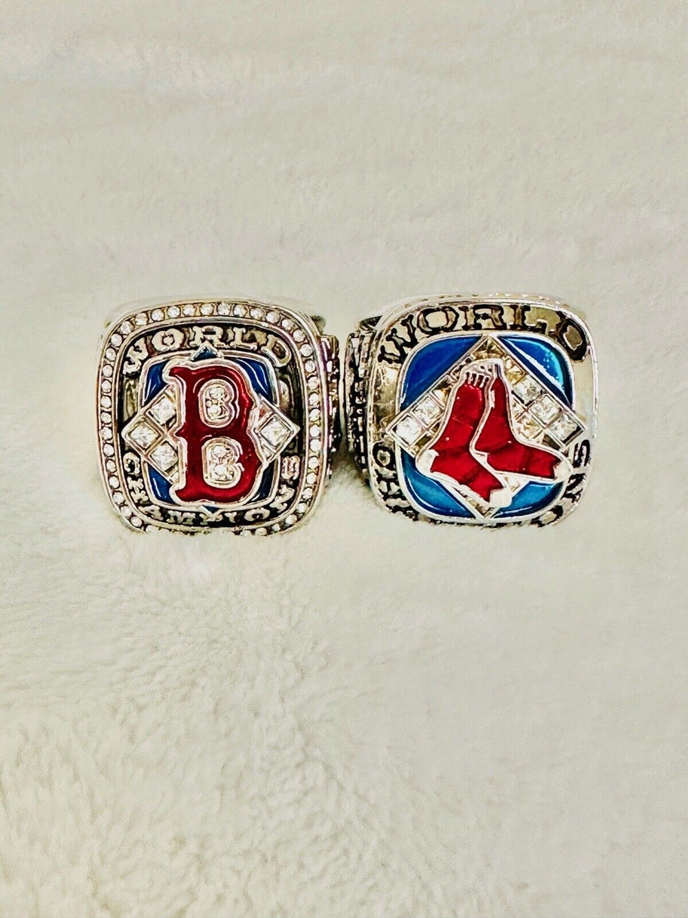 2 PCS Red Sox World Series Silver Championship Ring W Box,  SHIP 2004/07 - EB Sports Champion's Cache