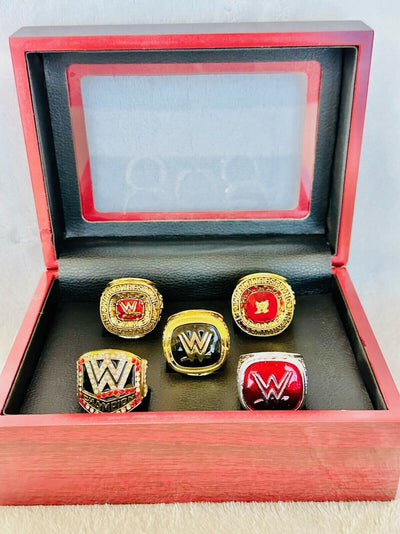 5 PCS WWE World Wrestling Hall Of Fame Championship Ring Set W Box, US Ship - EB Sports Champion's Cache