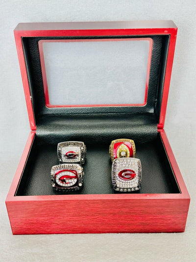4 PCS Georgia Bulldogs Championship Ring W Box, US SHIP 2002/03/05/2017 - EB Sports Champion's Cache