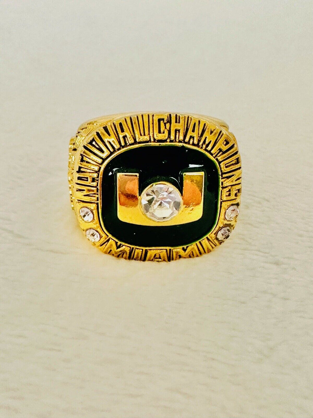 2002 Miami Hurricanes NCAA 18k GP Brass Championship Ring W Box, US SHIP - EB Sports Champion's Cache