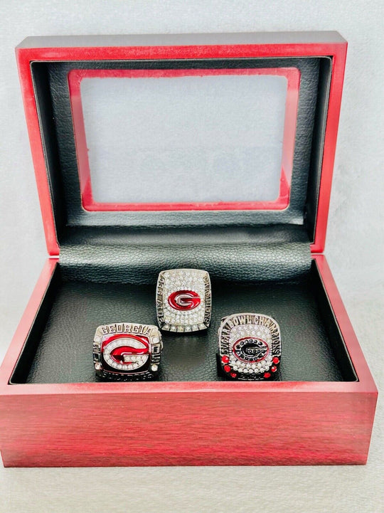 3 PCS Georgia Bulldogs Championship Ring W Box, US SHIP 2005/17/20 - EB Sports Champion's Cache