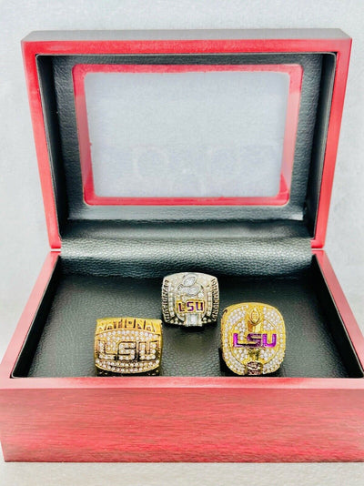 3 PCS LSU Tigers National Championship Ring W Box, US SHIP 2003/07/19 - EB Sports Champion's Cache