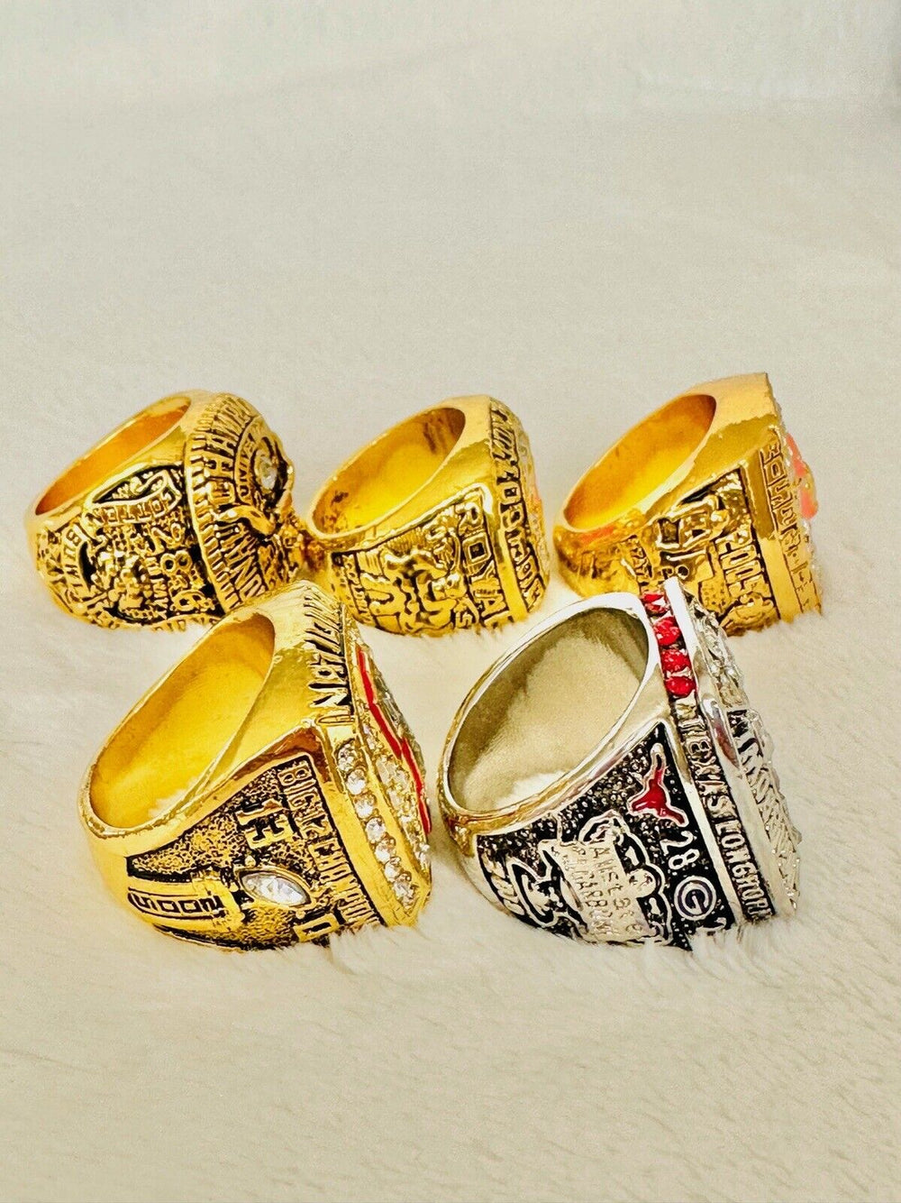 5 PCS University Of Texas LONGHORNS Championship Ring Set Replica, US SHIP - EB Sports Champion's Cache