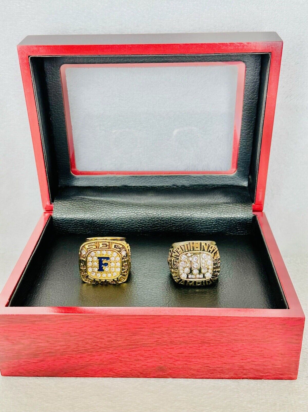 2 PCS Florida Gators National Championship Ring W Box, US SHIP, 1995/96 - EB Sports Champion's Cache