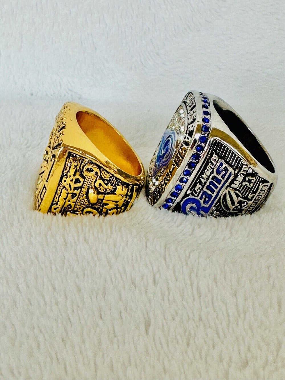 2 PCS LA Louis Rams NFC Championship Ring SET, US SHIP 1979/2018 - EB Sports Champion's Cache