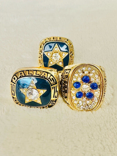 3 PCS Dallas Cowboys NFC Championship Ring SET, US SHIP 1970/75/78 - EB Sports Champion's Cache