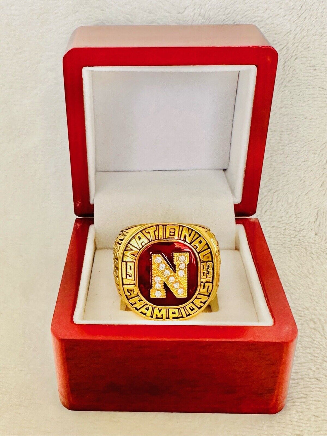 1983 Nebraska Cornhuskers 18k GP Brass Championship Ring W Box, US SHIP - EB Sports Champion's Cache