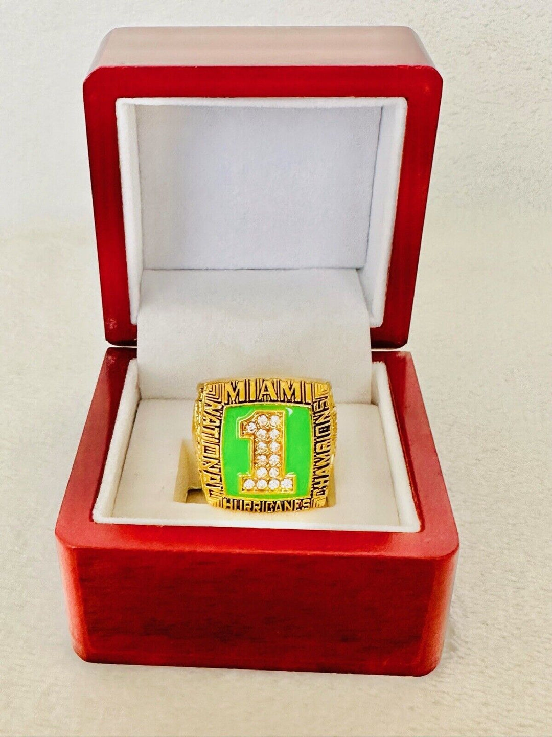 1989 Miami Hurricanes NCAA 18k GP Brass Championship Ring W Box, US SHIP - EB Sports Champion's Cache