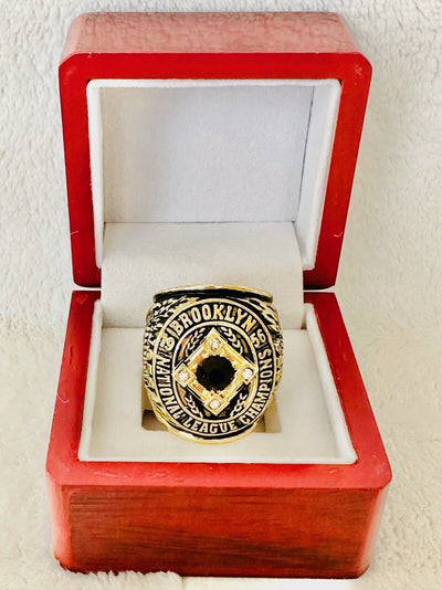 1956 Brooklyn Dodgers 18k GP Brass NL Championship Ring W Wood Box, US SHIP - EB Sports Champion's Cache